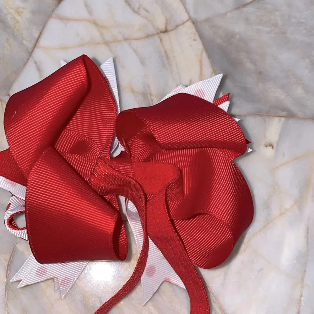 Girls Red White My 1st Birthday Bow Headband Polka Dot Heart Princess Accessory